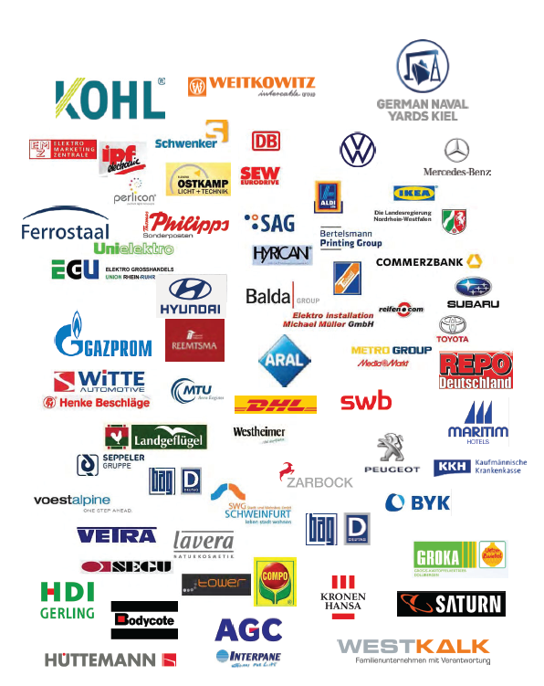 Logotipos de referencia autorizados de anteriores clientes y proyectos de Schmelter LED-Technology